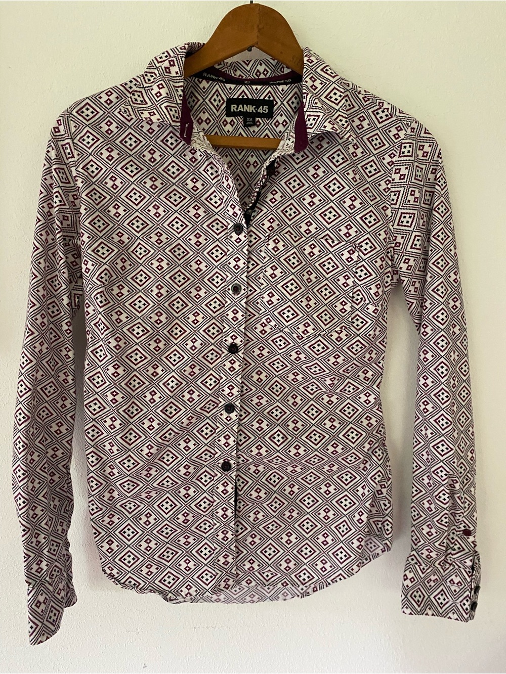 Rank 45 Burgundy weatern Print Button-Down Shirt